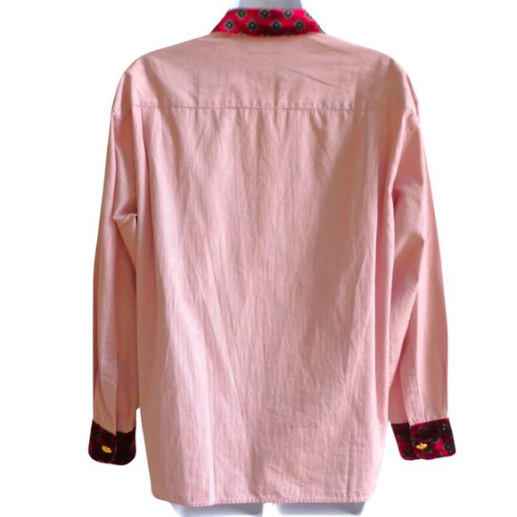 Max Mara Striped Cotton Shirt VeLVeT SiLK Blend Collar & Cuffs Made in Italy US6 - Picture 4 of 8